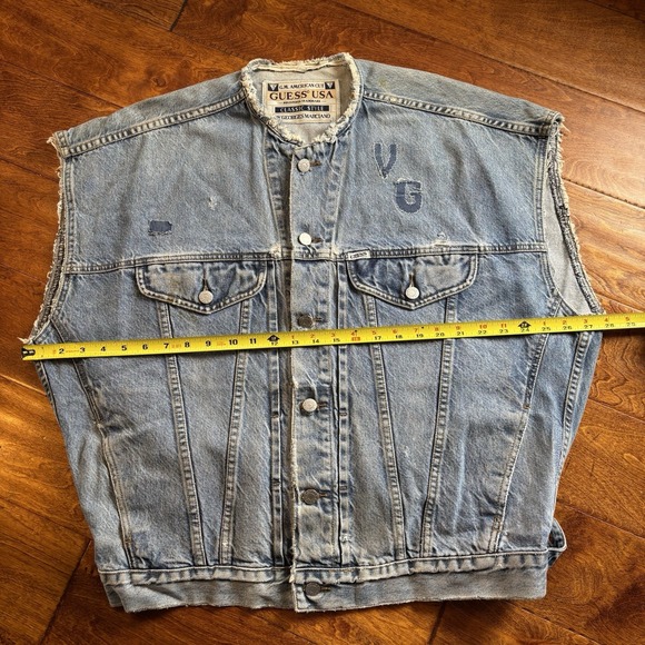 Guess Denim Jean Vest Georges Marciano Men's XL Style 10804 VTG 80's Distressed - Picture 15 of 16